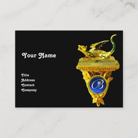 GOLDEN DRAGON GEM MONOGRAM, geel zwart, blauw Visitekaartje (Voorkant)