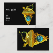 GOLDEN DRAGON GEM MONOGRAM, geel zwart, blauw Visitekaartje (Voorkant / Achterkant)