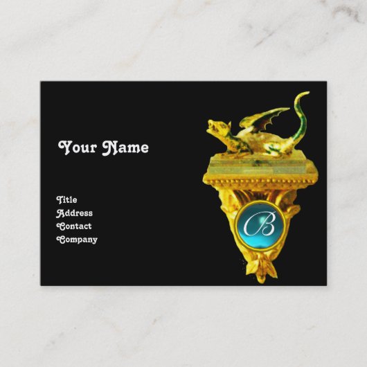 GOLDEN DRAGON GEM MONOGRAM, geel zwart, blauw Visitekaartje (Voorkant)