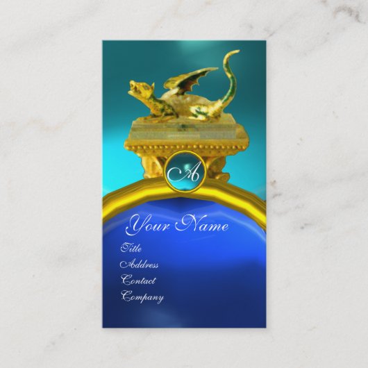 GOLDEN DRAGON GEM MONOGRAM, gele blauwe saffier Visitekaartje (Voorkant)