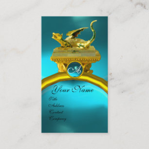 GOLDEN DRAGON GEM MONOGRAM, gele blauwe saffier Visitekaartje