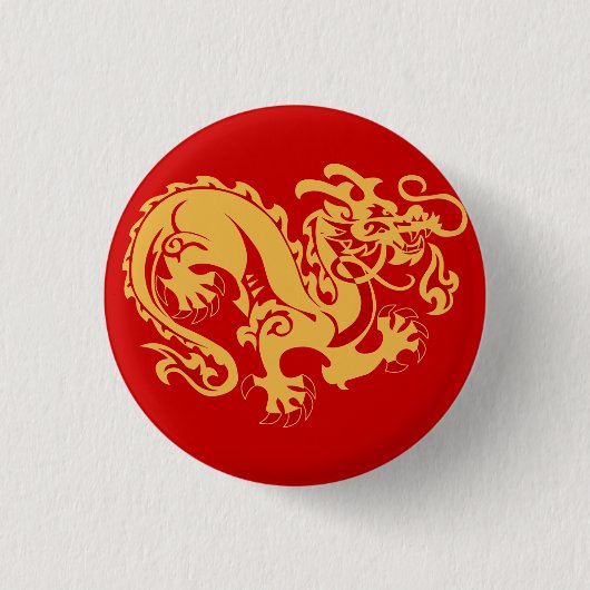 Golden Dragon Good Luck Button (Voorkant)