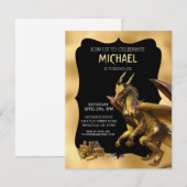 Golden Dragon Imaginaire Anniversaire Invitation (Devant / Derrière)