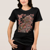 Golden Dragon in Sakura Tree Artwork Tri-Blend Shirt (Voorkant)