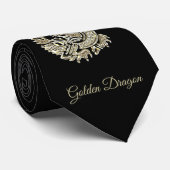 Golden Dragon Logo toevoegen Naam Tekst of Afbeeld Stropdas (Opgerold)