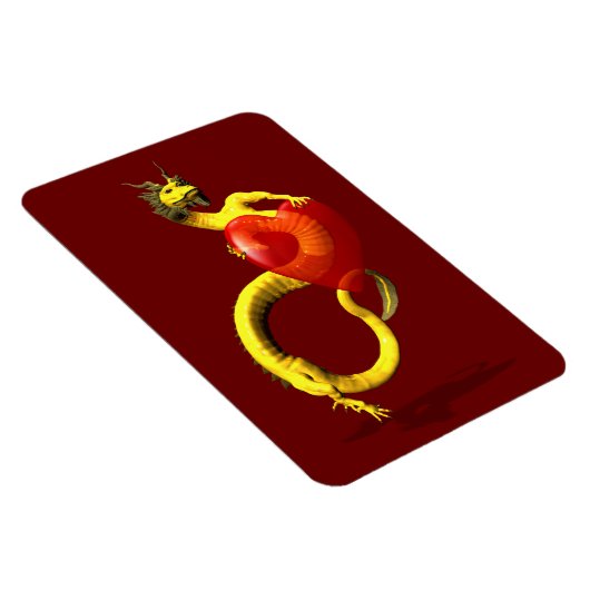 Golden Dragon met groot rood hart Magneet (Rechterzijde)