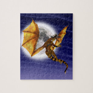 Golden Dragon Mythical Fantasy Creature Paarse luc Legpuzzel
