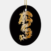 Golden Dragon op Black Keramisch Ornament (Rechts)