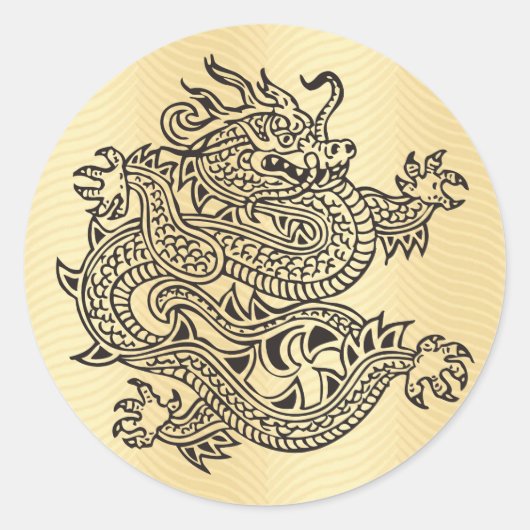 Golden Dragon Ronde Sticker (Voorkant)