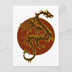 Golden Dragon Sun Maak uw eigen achtergrond Briefkaart