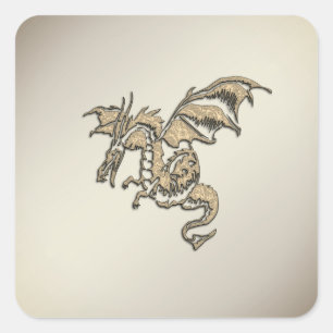 Golden Dragon Vierkante Sticker