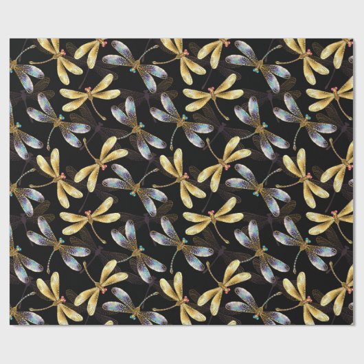 Golden Dragonflies Cadeaupapier (Vlak)