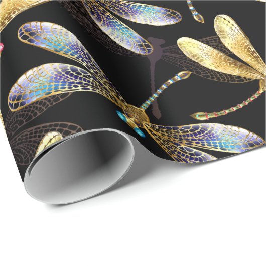 Golden Dragonflies Cadeaupapier (Rol Hoek)