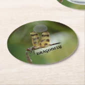 Golden Dragonfly groen Ronde Kartonnen Onderzetter (Gebogen)