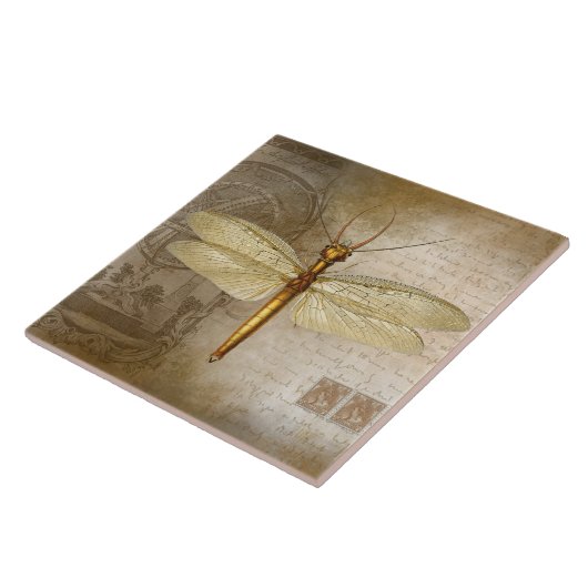 GOLDEN DRAGONFLY TILE TEGELTJE (Zijkant)