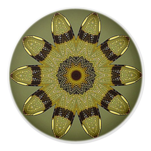 Golden Dragonfly Wings Ceramic Knob Keramische Knop (Voorkant)