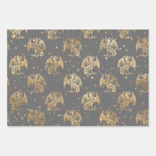 Golden Dragons en sterren Inpakpapier Vel