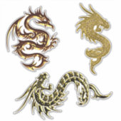 Golden Dragons Fantasy Art Sticker (Voorkant)