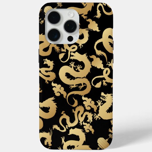 Golden Dragons Patroon Zwart BG Case-Mate iPhone Case (Achterkant)