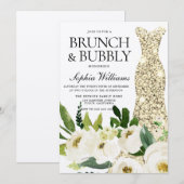 Golden Dress Brunch & Bubble Vrijgezellenfeest Kaart (Voorkant / Achterkant)