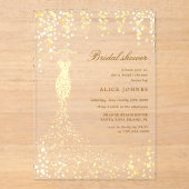 Golden Dress Vrijgezellenfeest Acryluitnodiging Acryl Uitnodigingen (Voorkant)