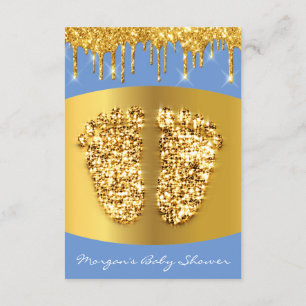 Golden Drift Royal Blue Baby shower Feet Boy Kaart