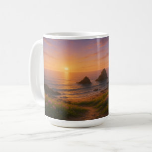 Golden Drift: Zonsondergang boven Wildflower Cove Koffiemok