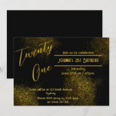 Golden Dust 21st Birthday Invitation (Devant / Derrière)
