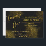 Golden Dust 21st Birthday Invitation<br><div class="desc">Commencez vos souvenirs du 21ème anniversaire avec cette belle invitation Golden Dust 21ème. Cette élégante et chic conception de poussière dorée incorpore un script doré avec une disposition propre et facile. D'autres oeuvres et produits sont disponibles sur www.zazzle.com/store/thecharcoaldesigns</div>