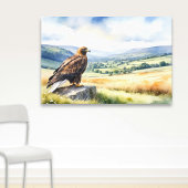 Golden Eagle Country Landschap Waterverf Stijl Canvas Afdruk