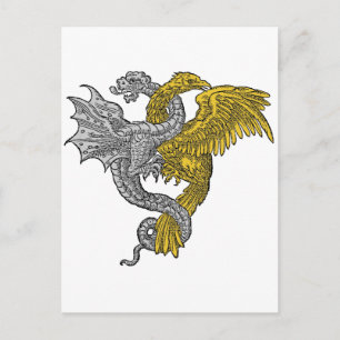 Golden Eagle & Silver Dragon Entwin Briefkaart