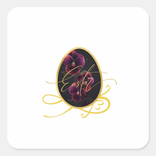Golden Easter Egg and Elegant Iris Vierkante Sticker (Voorkant)