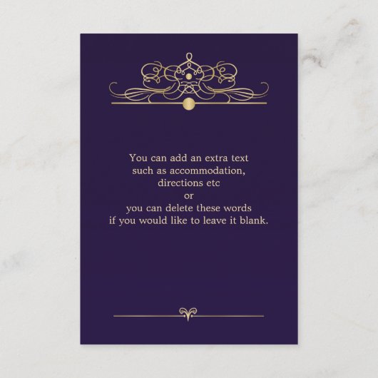 Golden effect confetti Reception Card Informatiekaartje (Achterkant)