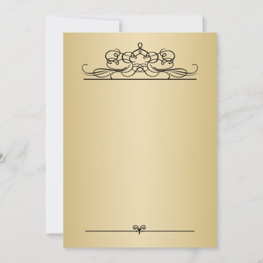 Golden effect confetti zwarte bruiloft kaart (Achterkant)