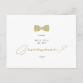 Golden Effect Groomsman Bow Wedding Proposal Briefkaart (Voorkant)