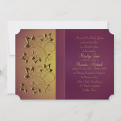 Golden Eggplant Floral Monogrammed Invitation Kaart (Achterkant)