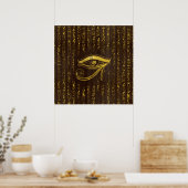 Golden Egyptian Eye of Horus and hieroglyphics Poster (Keuken)