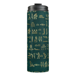 Golden Egyptian Hieroglyphs Typografie Egypte Thermosbeker