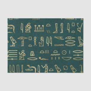 Golden Egyptian Hieroglyphs Typografie Egypte Tissuepapier