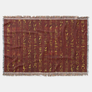 Golden Egyptische hiërogliefen op rood leer Deken