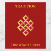 Golden eindeloze knoop & kalligrafie op de Bourgog Wijn Etiket (Enkel label)