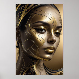 Golden Elegance: Abstracte kunst voor vrouwen Poster