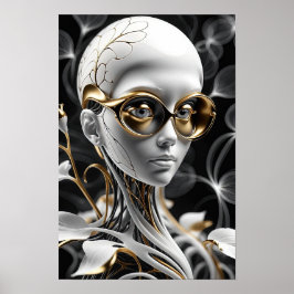 Golden Elegance: Abstracte vrouw moderne kunst Poster