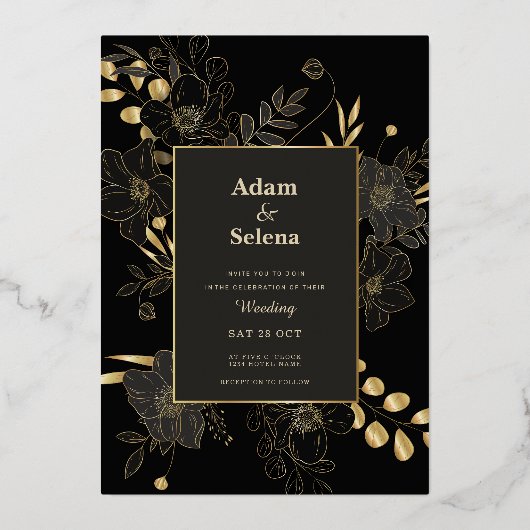Golden Elegance bruiloft uitnodiging (Voorkant)