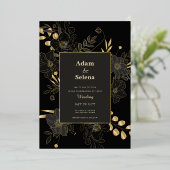 Golden Elegance bruiloft uitnodiging (Staand Voorkant)