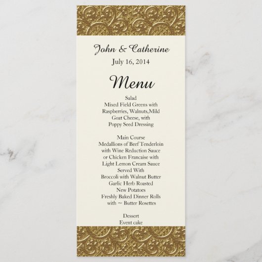 Golden Elegance Custom Wedding Menu (Devant)