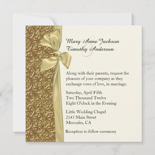 Golden Elegance Faire-part de mariage (Devant)