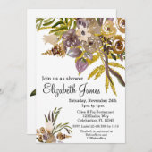 Golden Elegance Herfst Floral Baby shower Kaart (Voorkant / Achterkant)