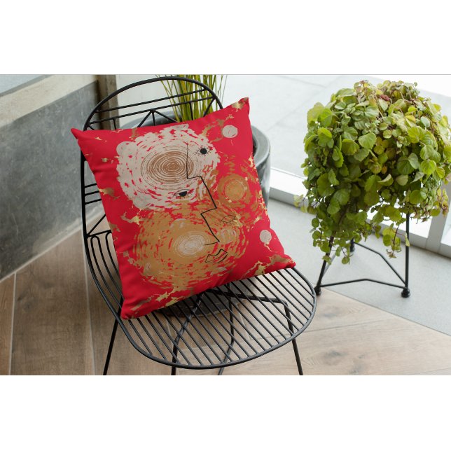 Golden Elegance Mid-Century Abstract Kussen (Creator heeft geüpload)