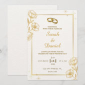Golden Elegance Wedding Invitation (Devant / Derrière)